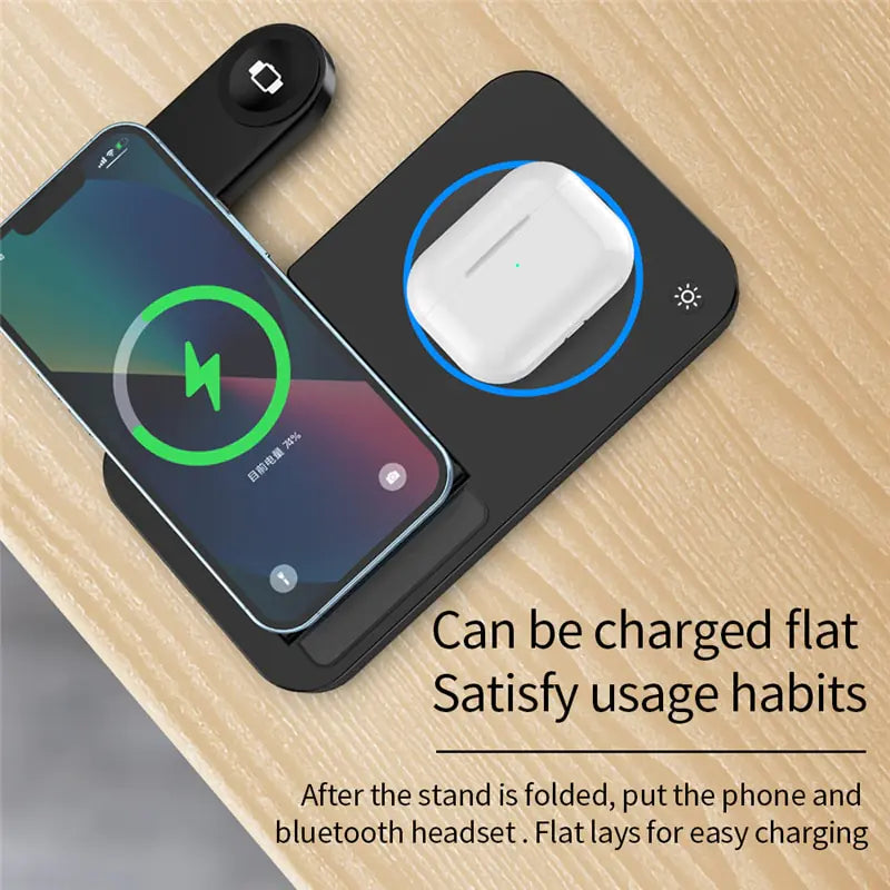 4-in-1 Foldable Wireless Charging Station – Fast Charger for iPhone, Samsung, Apple Watch, AirPods – Portable, Durable, All-in-One Wireless Charger